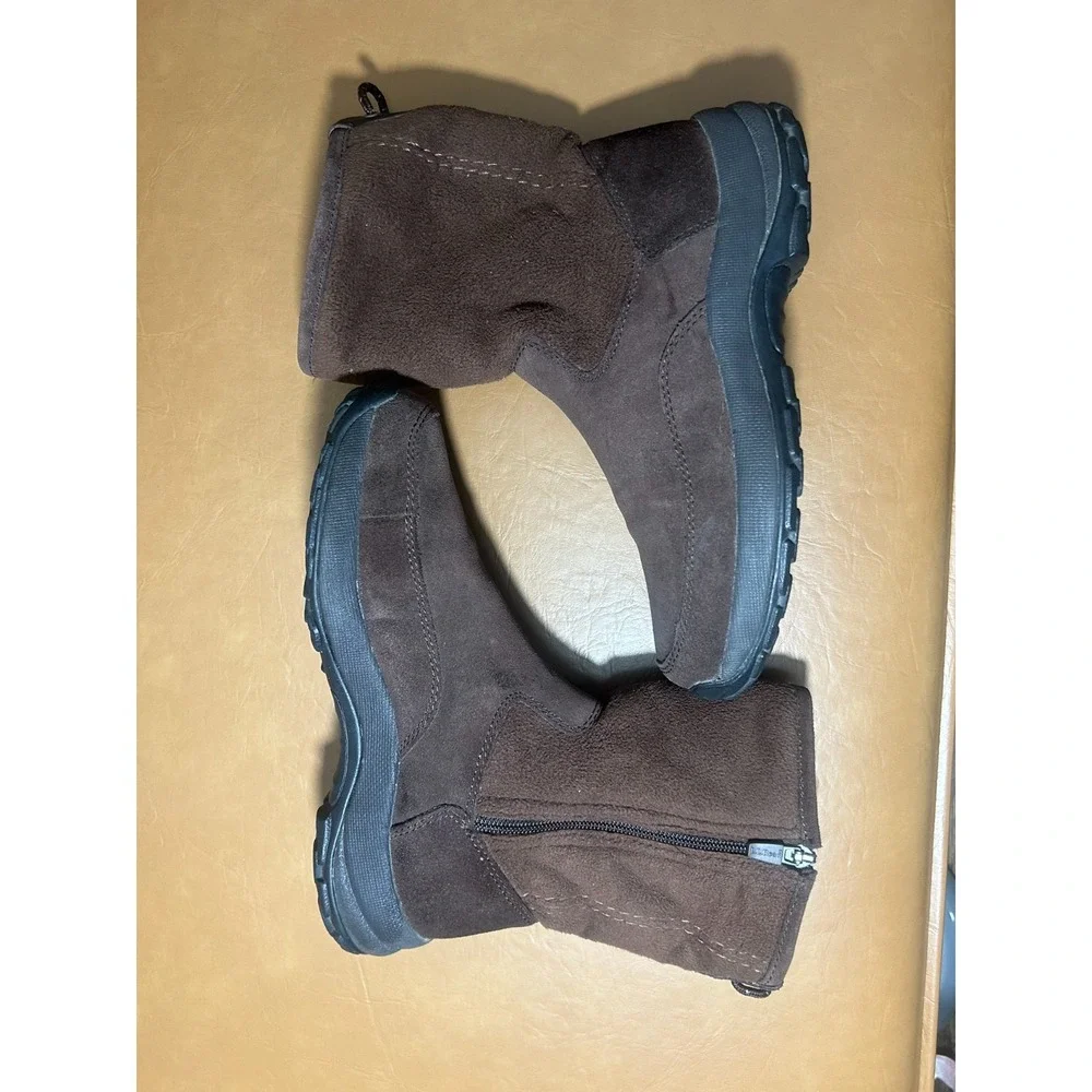 LL Bean Womens‎ Brown Suede Leather Zip Up Insulated Winter Boots Size 7M